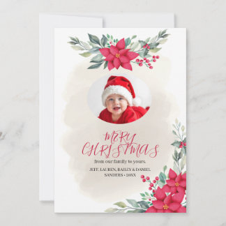 Elegant Reindeer Floral Christmas Holiday Party Card