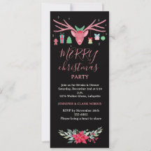 Elegant Reindeer Floral Christmas Holiday Party