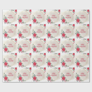 Elegant Reindeer Floral Christmas Holiday Party Wrapping Paper