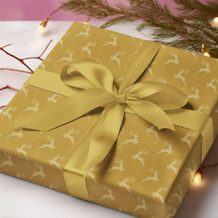 Elegant Reindeer Gold Monotone Christmas Wrapping Paper