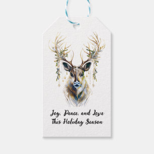 Elegant Reindeer - Joy, Peace, Love This Holiday Gift Tags