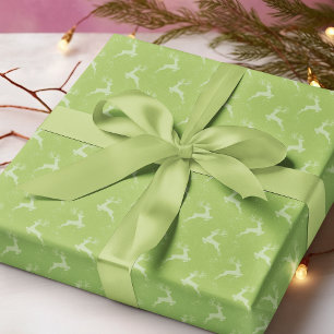 Elegant Reindeer Light Green Monotone Christmas Wrapping Paper
