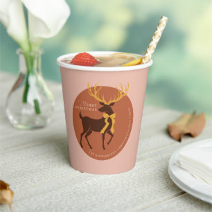 Elegant Reindeer Personalised Christmas Party Paper Cups