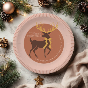 Elegant Reindeer Personalised Christmas Party Paper Plate