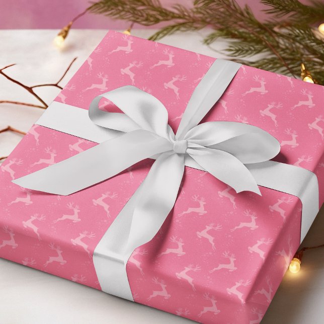 Elegant Reindeer Pink Monotone Christmas Wrapping Paper (Creator Uploaded)