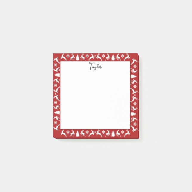 Elegant Reindeers Snowflakes Fir Trees Post-it Notes (Front)