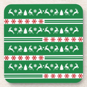 Elegant Reindeers Snowflakes Lines Coaster