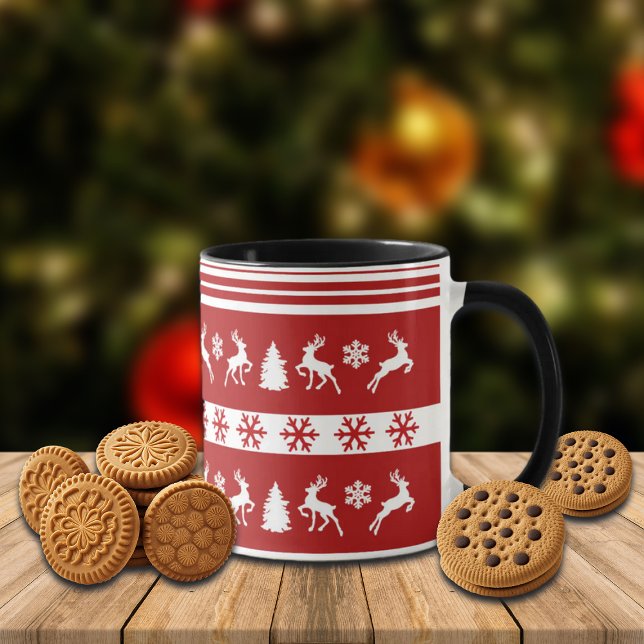 Elegant Reindeers Snowflakes Lines Mug (Creator Uploaded)