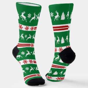 Elegant Reindeers Snowflakes Lines Socks