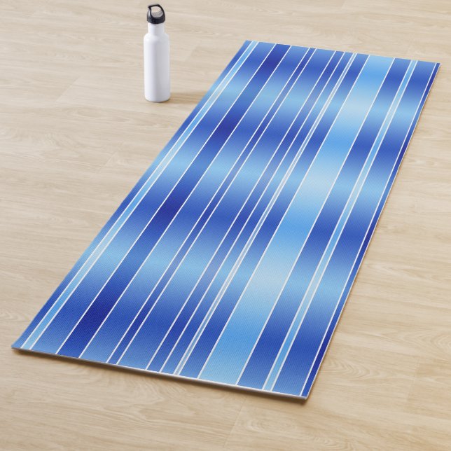 Elegant Relaxing Wave Blue Striped Yoga Mat (In Situ)