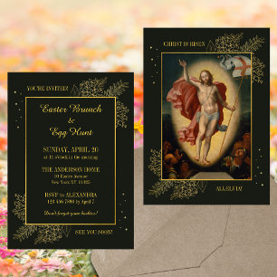 Elegant Religious Christian Easter Brunch Egg Hunt Invitation