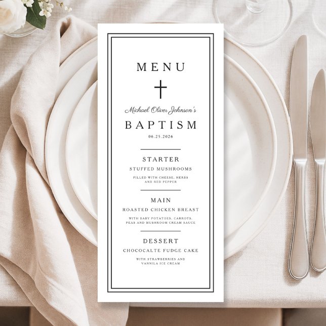 Elegant Religious Cross Boy Baptism Menu (Elegant Religious Cross Boy Baptism Menu)