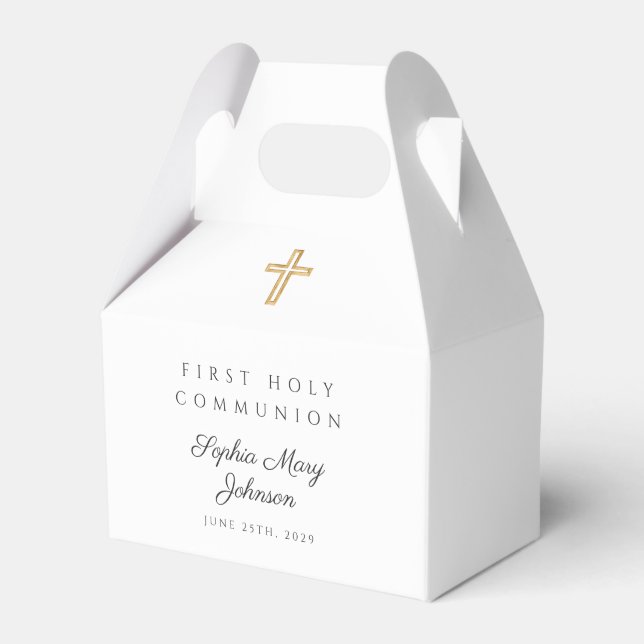 Elegant Religious Cross First Holy Communion  Favour Box (Front Side)
