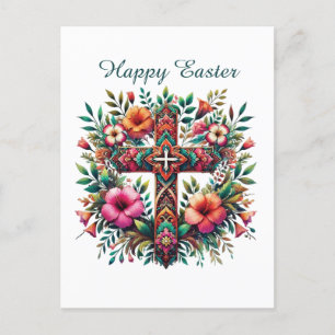 Elegant religious Cross flowers Holiday Postcard