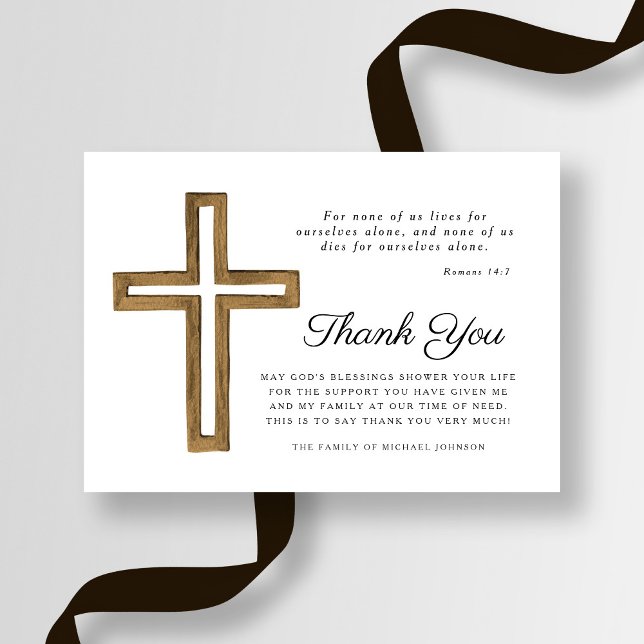 Elegant Religious Cross Funeral Thank You Card (Elegant Religious Cross Funeral Thank You Card)