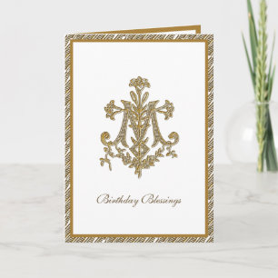 Elegant Religious Virgin Mary Gold Floral Card