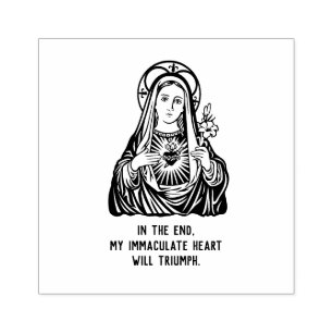 Elegant Religious Virgin Mary Immaculate Heart Rubber Stamp