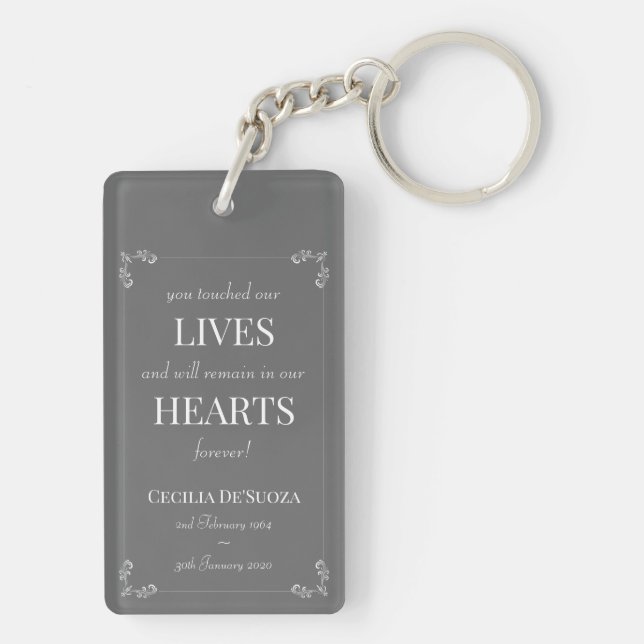 Elegant Remembrance Family Memorial Custom Photo K Key Ring (Back)