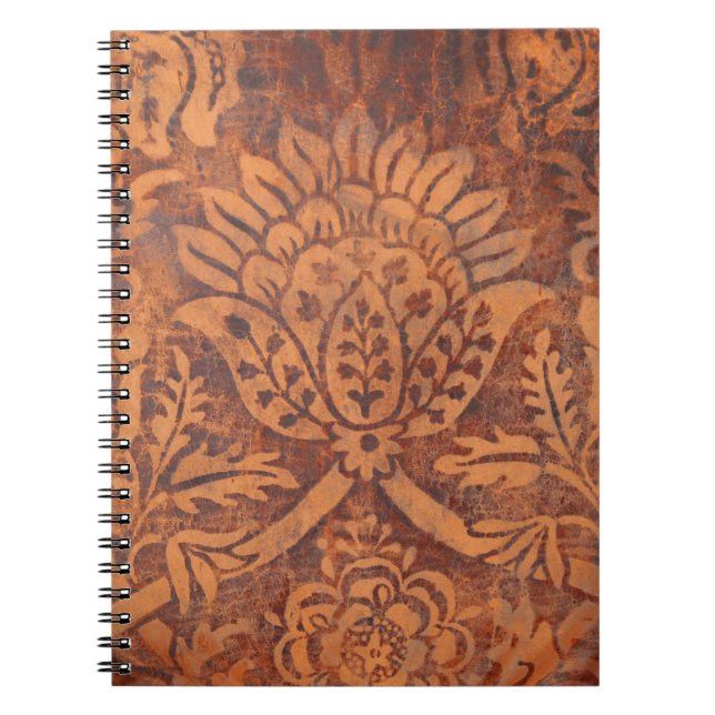 Elegant Renaissance Antique Leather Damask Notebook (Front)