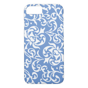 Elegant Renaissance Tudor Damask Blue and White iPhone 8/7 Case