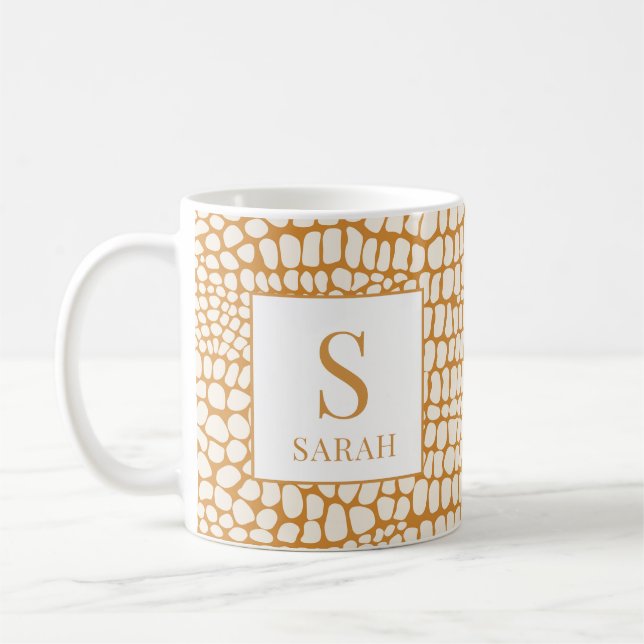Elegant Reptile Skin Custom Initial Name Mug (Left)