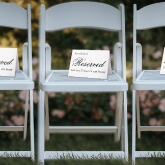 Elegant Reserved Seat Sign for Wedding Card