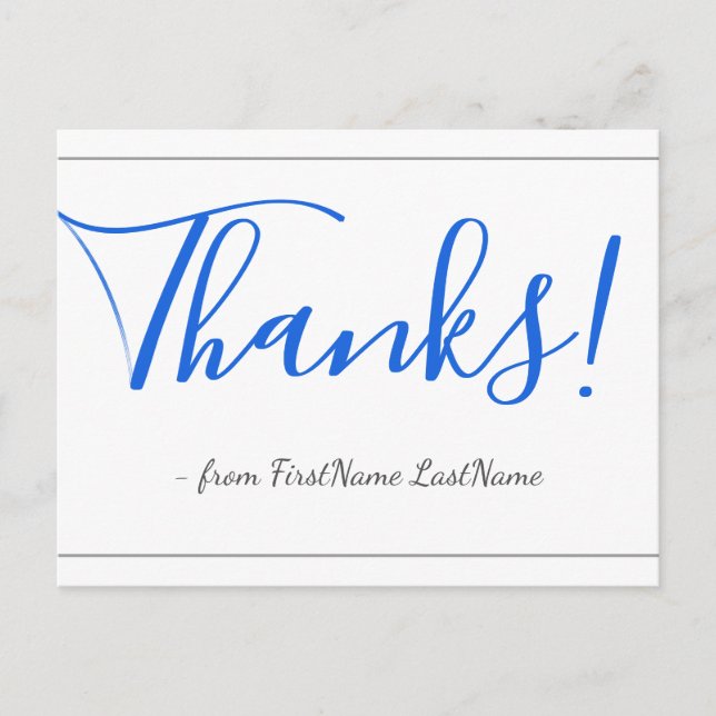 Elegant, Respectable "Thanks!" Postcard (Front)