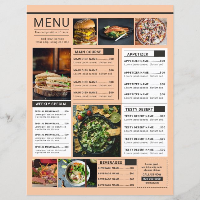 Elegant Restaurant Menu Template - Design Your Per (Back)