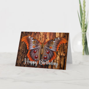 Elegant Resting Butterfly Art Happy Birthday Card