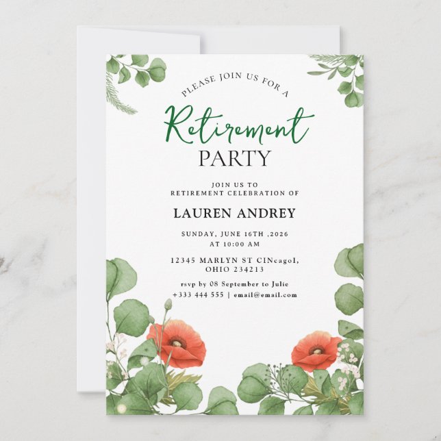 Elegant Retirement Celebration Invitation (Front)