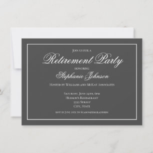 Elegant Retirement Dark Grey Party Invitation