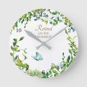 Elegant RETIREMENT Gift - Personalised Clock Leafy