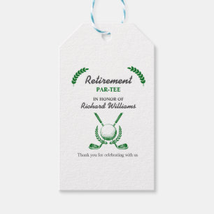 Elegant Retirement Golf Club Wreath Themed Party Gift Tags