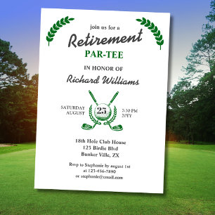 Elegant Retirement Golf Club Wreath Themed Party Invitation