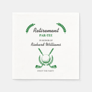 Elegant Retirement Golf Club Wreath Themed Party Napkin