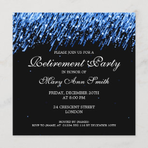 Elegant Retirement Party Blue Stars Invitation