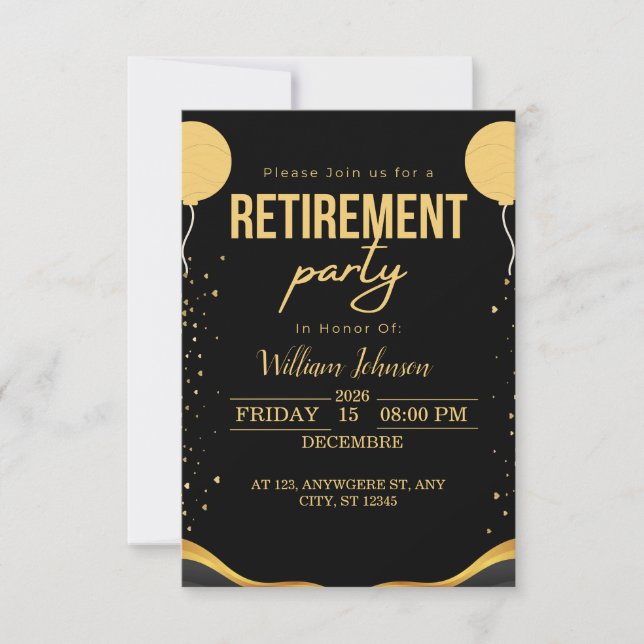 Elegant Retirement Party Custom invitation (Front)
