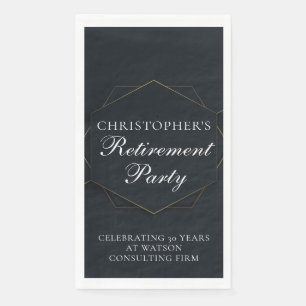 Elegant Retirement Party Customised Black Gold Napkin