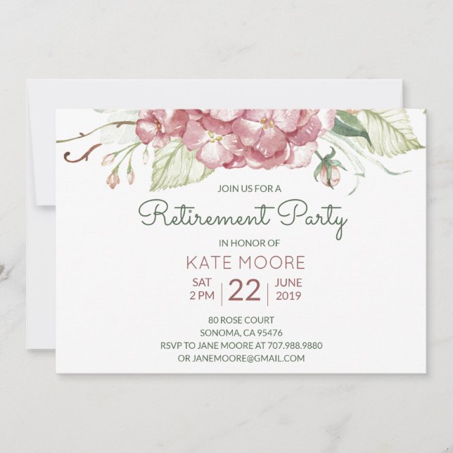 Elegant Retirement Party Floral Invitation (Front)