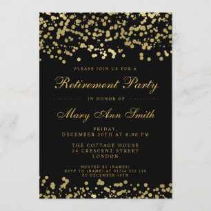 Elegant Retirement Party Gold Foil Confetti Invitation