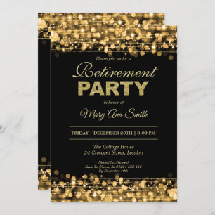 Elegant Retirement Party Gold Glitter Invitation