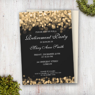Elegant Retirement Party Gold Lights Invitation