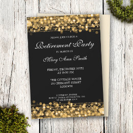 Elegant Retirement Party Gold Sparkles Invitation