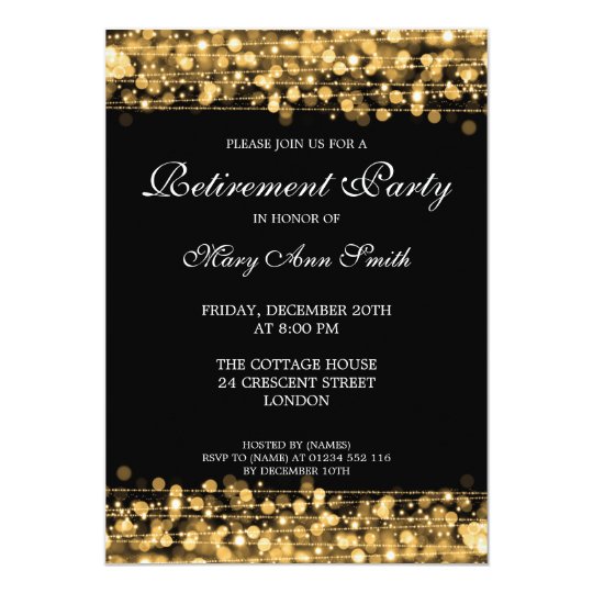 elegant retirement party gold sparkles invitation zazzle com au