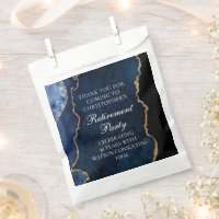 Elegant Retirement Party Navy Blue Gold Agate