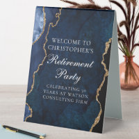 Elegant Retirement Party Navy Blue Gold Welcome