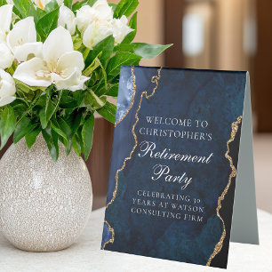 Elegant Retirement Party Navy Blue Gold Welcome