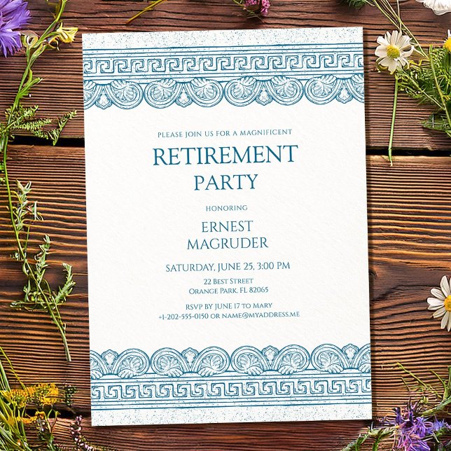 Elegant retirement toga party in blue invitation (Creator Uploaded)