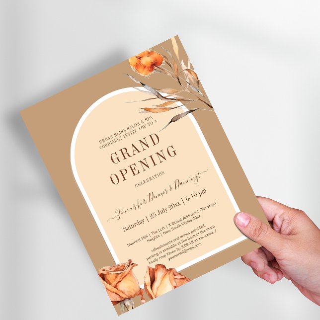 Elegant Retro Arch Flower Business Grand Opening Flyer (Elegant Retro Arch Flower Business Grand Opening Flyer)