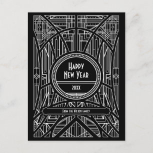 Elegant retro art deco Happy New Year Postcard